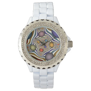 Reloj De Pulsera Reflejando arte fractal colorido y moderno abstrac