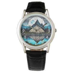 Reloj De Pulsera Reflejo de una carpa en el lago en las montañas