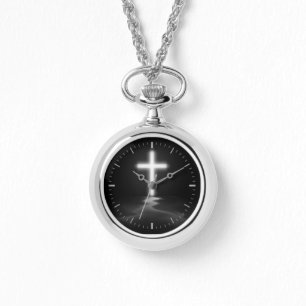 Reloj De Pulsera Reflexión cruzada cristiana en la niebla