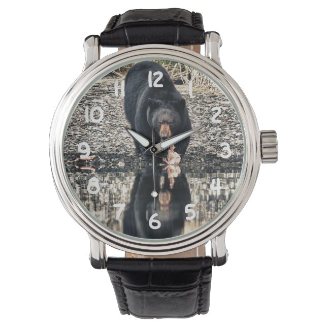 Reloj De Pulsera Reflexiones del oso negro (Anverso)