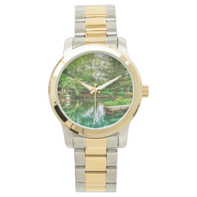 Reloj De Pulsera Reflexiones verdes de primavera (Anverso)