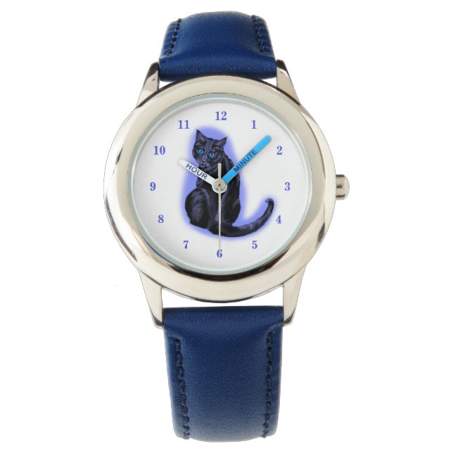 Reloj De Pulsera Regalo Blue Eyed Black Cat Watch (Anverso)