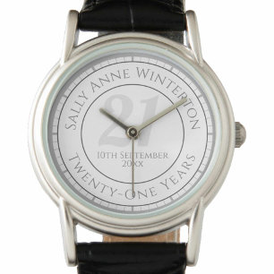 Reloj De Pulsera Regalo de cumpleaños 21 con nombre, edad y fecha
