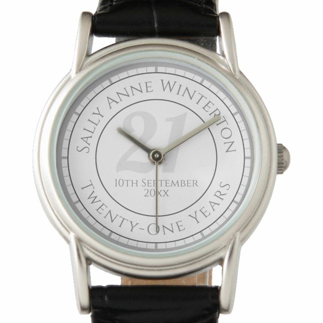 Reloj De Pulsera Regalo de cumpleaños 21 con nombre, edad y fecha (Subido por el creador)