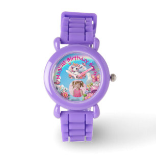 Reloj De Pulsera Regalo de Cumpleaños con Foto de Unicornio Floral