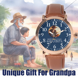 Reloj De Pulsera Regalo de cumpleaños de pesca para foto de abuelo