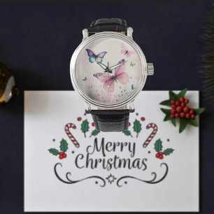 Reloj De Pulsera Regalo de mariposas rosadas de alegría primavera