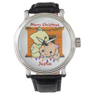 Reloj De Pulsera Regalo de navidades de gatos, nombre personalizado