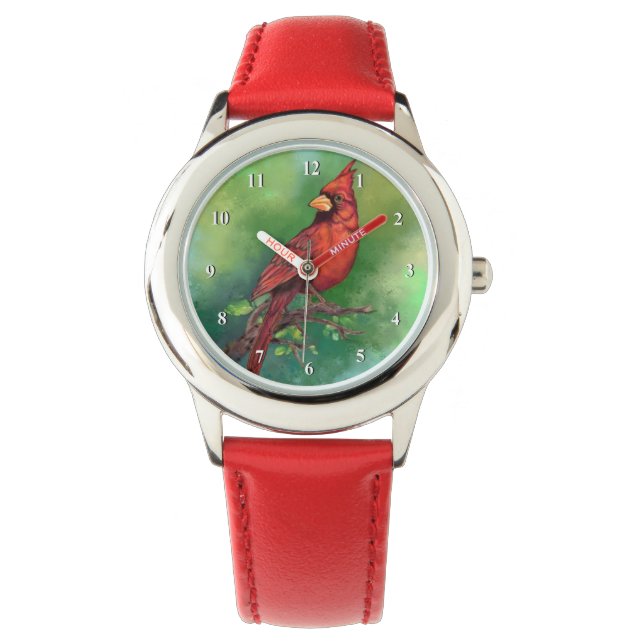 Reloj De Pulsera Regalo de observación de aves del cardenal rojo de (Anverso)