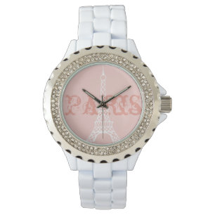 Reloj De Pulsera Regalo de observación rosa de la Torre Eiffel de P