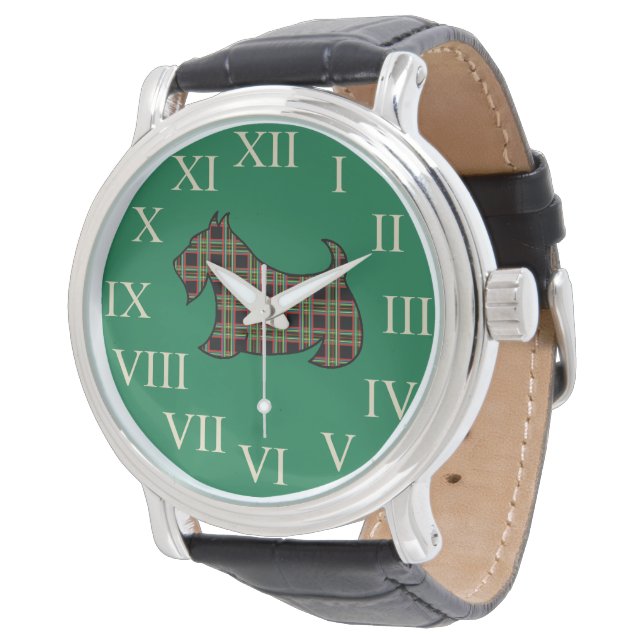 Reloj De Pulsera Regalo Green Scottish Terrier Watch (Angular)