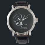Reloj De Pulsera Regalo Groomsman Elegante Monograma Nombre inicial<br><div class="desc">Groomsman Groomsmen Regalo Elegante Monograma Nombre Personalizado Inicial Guay Watch. Haga clic en personalizar esta plantilla para personalizar con la inicial de su monograma, el nombre y la fecha de matrimonio de forma rápida y sencilla. Regalo Groomsman Elegant Monograma Nombre inicial Guay Watch, es parte de la colección de regalos...</div>