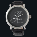 Reloj De Pulsera Regalo Groomsman Elegante Monograma Y Nombre Clási<br><div class="desc">El Groomsman Groomsmen Regala Un Monograma Elegante Y Nombra Un Reloj Clásico. Monograma vintage moderno Groomsman inicial y reloj clásico de nombre y fecha. Añade ese toque especial a tu regalo de novio. Haga clic en personalizar esta plantilla para personalizar con el nombre inicial de su apellido de monograma, su...</div>