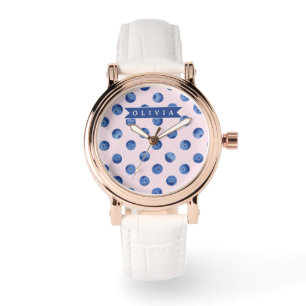 Reloj De Pulsera Regalo Personalizado de Acuarela de Arándano Azul 