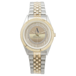 Reloj De Pulsera Regalo Personalizado de Monograma de Oro para Boda