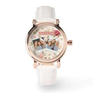 Reloj De Pulsera Regalo Personalizado de Nombre Romántico Floral Vi