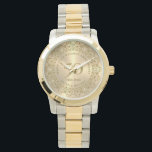 Reloj De Pulsera Regalo por 50 años Boda<br><div class="desc">Conmemorar el 50 aniversario de su boda con este elegante diseño,  una mandala ornamentada con gol sobre un fondo de oro metálico de imagen. Están adornados con diamantes blancos —texto de personalizable en oro dentro de un brillante círculo dorado.</div>