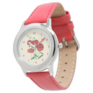 Reloj De Pulsera Regalo Red Poppy Watch - Pintura