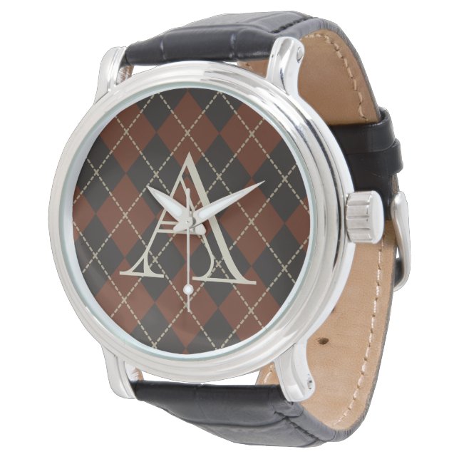 Reloj De Pulsera Regalo Vintage Monogram Argyle Watch (Angular)