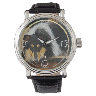 Reloj De Pulsera Regalos ásperos del collie del tri color