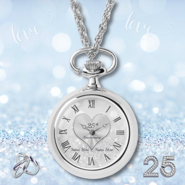 Reloj De Pulsera Regalos de aniversario de plata para esposa, vigil (Silver gift items for 25th wedding anniversary. What is the Symbol for 25th wedding anniversary?)