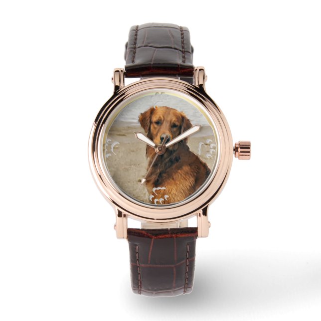 Reloj De Pulsera Regalos de arte Lakeside Golden Retriever (Anverso)