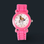 Reloj De Pulsera Regalos de chicas con temática de caballo de Musta<br><div class="desc">Fiestas de caballos de Mustang regalos graciosamente galopando mare mare caballo marrón ,  hermoso regalo personalizado para los amantes del caballo.</div>