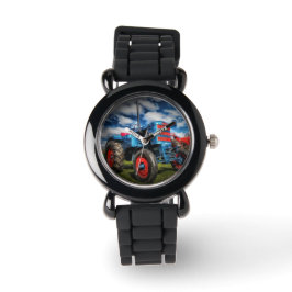 Reloj De Pulsera Regalos de tractores de antigüedades rojas de Guay