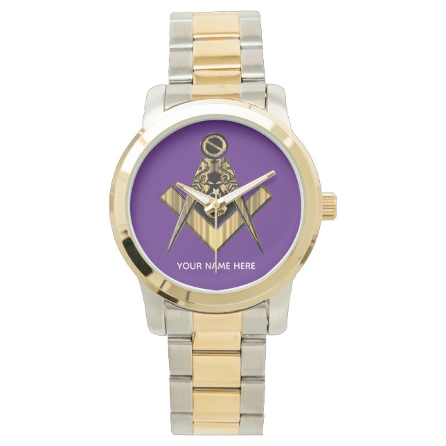 Reloj De Pulsera Regalos masónicos personalizados | Freemason Purpl (Anverso)