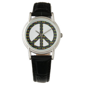 Reloj De Pulsera Reggae One Love Peace Sign Watch