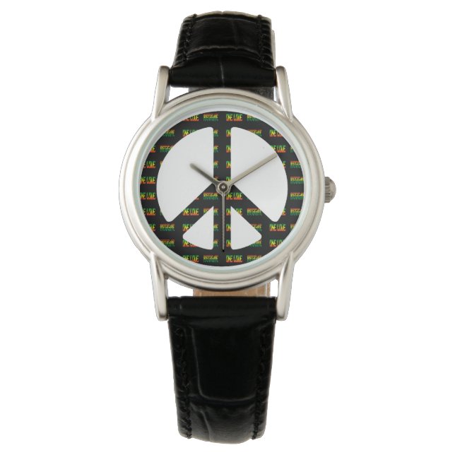 Reloj De Pulsera Reggae One Love Peace Sign Watch (Anverso)