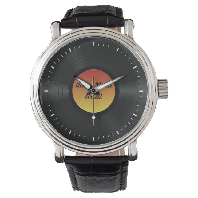 Reloj De Pulsera Registro de vinilo falso Personalizado (Anverso)