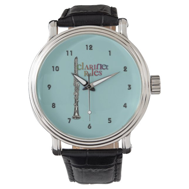 Reloj De Pulsera "Reglas del Clarinet" por Leslie Harlow (Anverso)