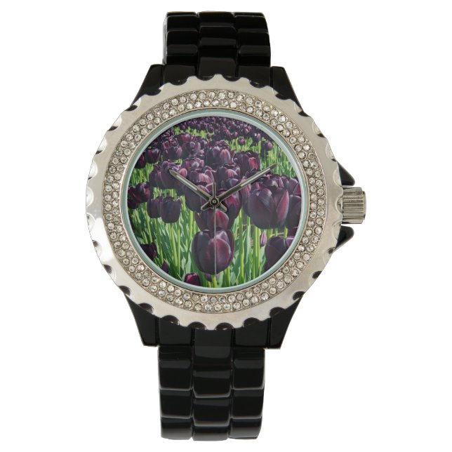 Reloj De Pulsera Reina de los tulipanes de la noche (Anverso)