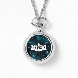 Reloj De Pulsera Reina del ajedrez de la nebulosa azul