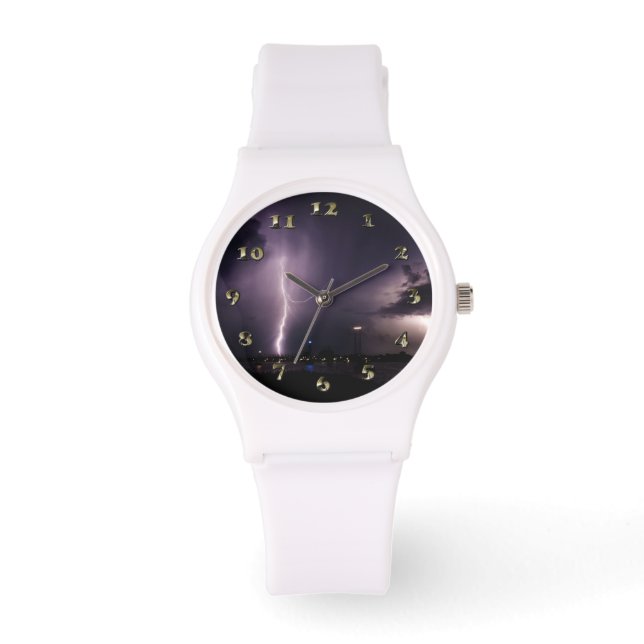 Reloj De Pulsera Relámpago Bolt sobre la ciudad del puerto (Anverso)