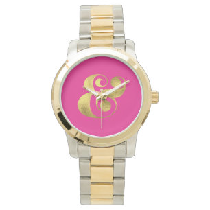 Reloj De Pulsera Relieve metalizado dorado Ampersand