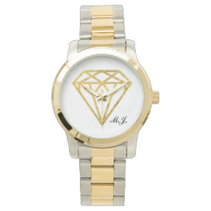 Reloj De Pulsera Relieve metalizado dorado Diamond