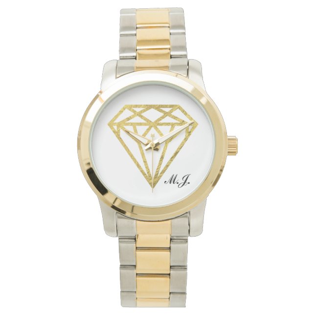 Reloj De Pulsera Relieve metalizado dorado Diamond (Anverso)