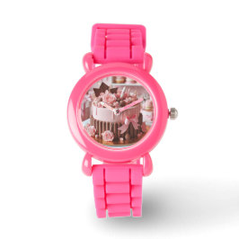 Reloj De Pulsera Relógio Aniversário Rosa Infantil
