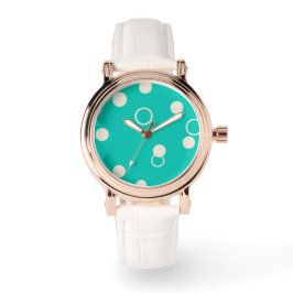 Reloj De Pulsera RELOGIO DESIGN Padrão Gráfico em Turquesa e Branco