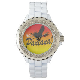 Reloj De Pulsera Relógio Feminino Branco com Strass Via Pantanal