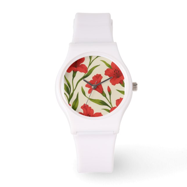 Reloj De Pulsera relógio florais vermelha  (Anverso)