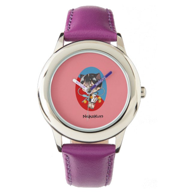 Reloj De Pulsera relógio infantil do menino gato NEKOKUN (Anverso)