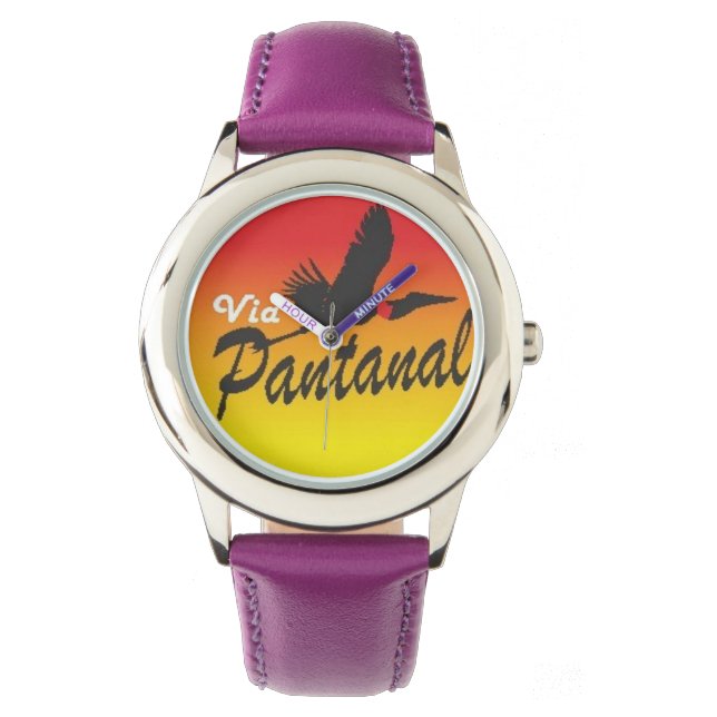 Reloj De Pulsera Relógio Infantil Roxo de Aço Inoxidável  (Anverso)