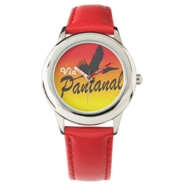 Reloj De Pulsera Relógio Infantil Vermelho de Aço Inoxidável  (Anverso)