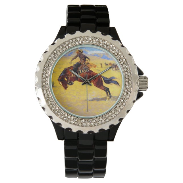 Reloj De Pulsera Remington Old West Horse y Cowboy (Anverso)