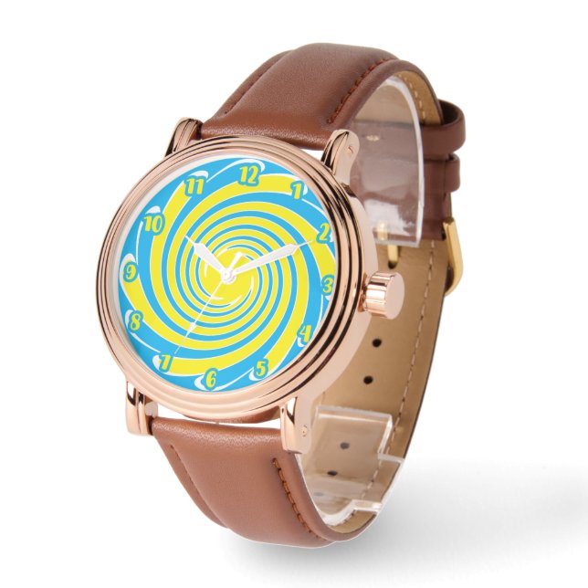 Reloj De Pulsera Remolino Azul y Amarillo (Ángulo)