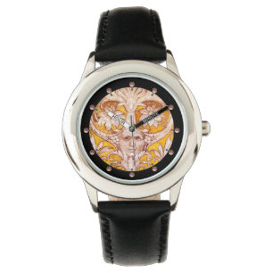 RELOJ DE PULSERA RENACIMIENTO DE LA CARA GRUESCA CON FLORAL BLANCO 