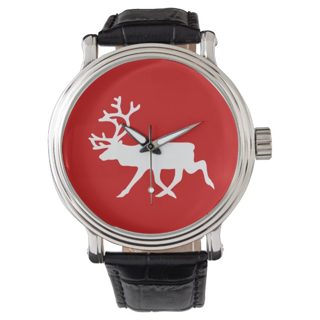 Reloj De Pulsera Reno blanco / Silhouette Caribou (Anverso)